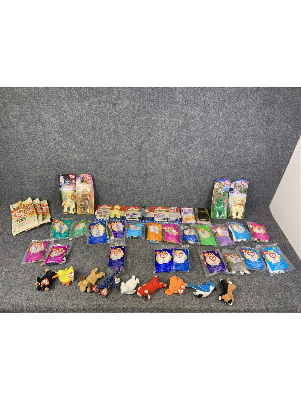 Lot of 50 Ty Teenie Beanie Babies McDonald's Happy Meal American Trio Strut Bags